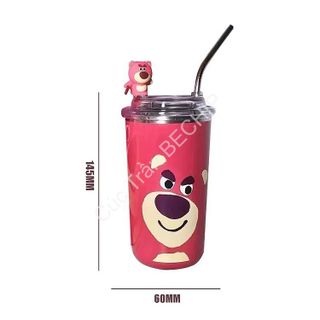 LY GIỮ NHIỆT GẤU DÂU LOTSO CHẤT LIỆU INOX 304 KÈM ỐNG HÚT 450ML CTB199 - BECHIP