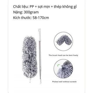 CÂY LAU BỤI QUÉT TRẦN NHÀ CÁN DÀI TỚI 2.8M, ĐẦU UỐN CONG CTB422 - BECHIP