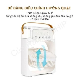QUẠT ĐIỀU HÒA PHUN SƯƠNG, QUẠT ĐIỀU HÒA HƠI NƯỚC ĐỂ BÀN KÈM ĐÈN LED 7 MÀU CTB196 - BECHIP