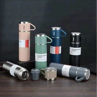 BỘ BÌNH GIỮ NHIỆT INOX KÈM 2 CỐC SANG TRỌNG 500ML VACUUM FLASK CTB68 - BECHIP