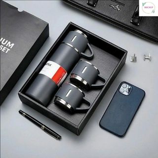 BỘ BÌNH GIỮ NHIỆT INOX KÈM 2 CỐC SANG TRỌNG 500ML VACUUM FLASK CTB68 - BECHIP
