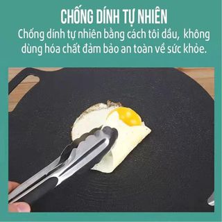 CHẢO GANG CẠN NƯỚNG TRỰC TIẾP ĐÁY CẠN KHÔNG CẦN DẦU 34CM DÙNG ĐƯỢC BẾP TỪ CTB420 - BECHIP