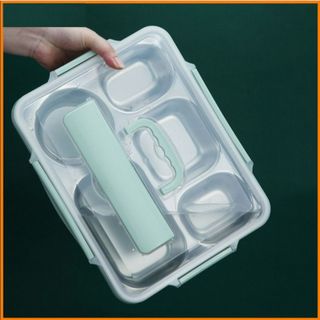 HỘP CƠM VĂN PHÒNG 5 NGĂN GIỮ NHIỆT LÕI INOX 304 TẶNG KÈM MUỖNG, ĐŨA, CÓ KHAY ĐỂ ĐIỆN THOẠI LUNCH BOX CTB580 - BECHIP