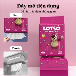 KHĂN LAU ĐA NĂNG GẤU DÂU LOTSO BỊCH 200 TỜ MỀM MẠI ÊM ÁI CTB414 - BECHIP
