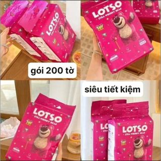 KHĂN LAU ĐA NĂNG GẤU DÂU LOTSO BỊCH 200 TỜ MỀM MẠI ÊM ÁI CTB414 - BECHIP