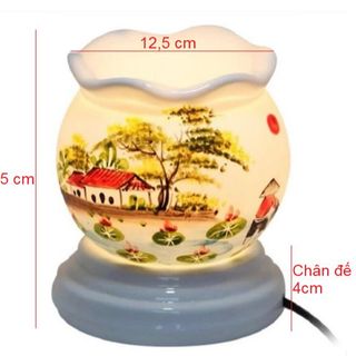 ĐÈN XÔNG TINH DẦU GỐM BÁT TRÀNG TẶNG 1 CHAI TINH DẦU XẢ CHANH CTB203– BECHIP