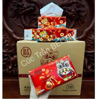 KHĂN GIẤY SIPIAO MẪU ĐỎ ĐÓN TẾT ĐẸP, MỊN, DAI CTB536 - BECHIP