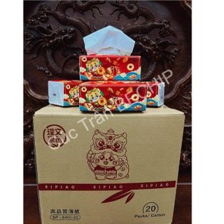 KHĂN GIẤY SIPIAO MẪU ĐỎ ĐÓN TẾT ĐẸP, MỊN, DAI CTB536 - BECHIP
