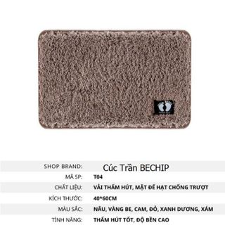 THẢM LAU CHÂN, THẢM CHÙI CHÂN LÔNG MỊN SIÊU THẤM HÚT, BÁM DÍNH TỐT, CÓ ĐẾ CHỐNG TRƠN TRƯỢT CTB291- BECHIP