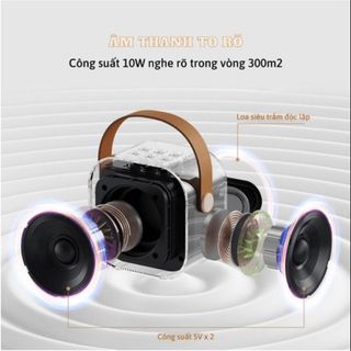 LOA KARAOKE BLUETOOTH MINI K12 TẶNG KÈM 2 MIC KHÔNG DÂY, CÓ THỂ THAY ĐỔI GIỌNG CTB531 - BECHIP