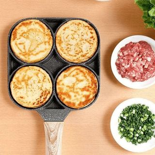 CHẢO 4 Ô CHỐNG DÍNH TAY CẦM GỖ ĐA NĂNG CTB528 - BECHIP