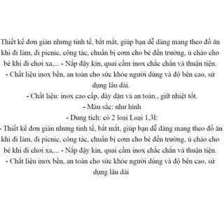 HỘP CƠM GIỮ NHIỆT 2 NGĂN 1.3L, CẶP LỒNG BOM XUẤT HÀN 1,3L CTB398 - BECHIP