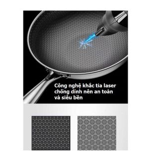 CHẢO TỔ ONG SÂU LÒNG SIÊU CHỐNG DÍNH 3 LỚP INOX 304 32CM CTB280 - BECHIP