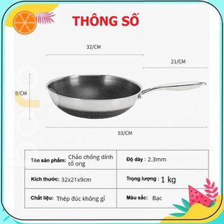 CHẢO TỔ ONG SÂU LÒNG SIÊU CHỐNG DÍNH 3 LỚP INOX 304 32CM CTB280 - BECHIP