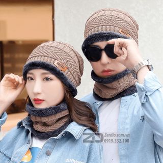 SET MŨ LEN KÈM KHĂN NAM NỮ HÀN QUỐC CAO CẤP CTB517 - BECHIP