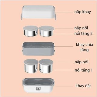 HỘP CƠM CẮM ĐIỆN NẤU CHÍN VÀ HÂM NÓNG 2 TẦNG 4 KHAY TIỆN LỢI CTB42 - BECHIP