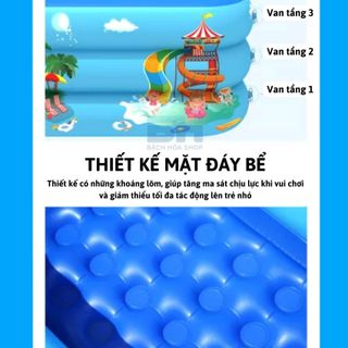(mua thêm bơm) BỂ BƠI CHO BÉ CÓ ĐÁY CHỐNG TRƠN TRƯỢT, GẤP GỌN DỄ DÀNG NHIỀU KÍCH THƯỚC CTB145 - BECHIP