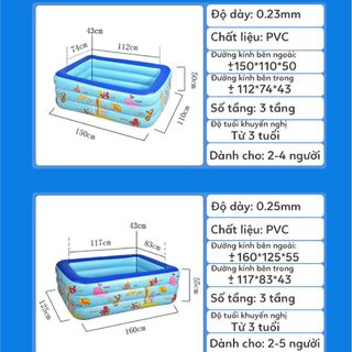 (mua thêm bơm) BỂ BƠI CHO BÉ CÓ ĐÁY CHỐNG TRƠN TRƯỢT, GẤP GỌN DỄ DÀNG NHIỀU KÍCH THƯỚC CTB145 - BECHIP