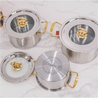 BỘ 3 NỒI CHÂU ÂU INOX CAO CẤP 3 ĐÁY MISU, CAMEL CTB35 - BECHIP