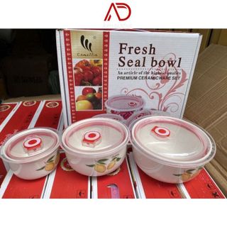 BỘ 3 THỐ SỨ CÓ NẮP HÚT CHÂN KHÔNG SỬ DỤNG ĐƯỢC LÒ VI SÓNG CTB497 - BECHIP