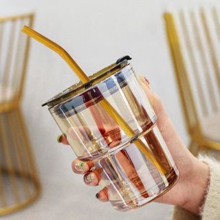 CỐC THỦY TINH MÀU HỔ PHÁCH BỌC DA CAO CẤP 450ML KÈM ỐNG HÚT CTB183 - BECHIP