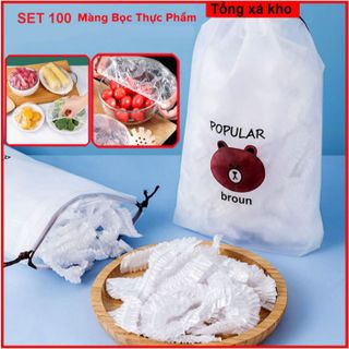 SET 100 MÀNG BỌC THỰC PHẨM CÓ CHUN CO GIÃN KÈM TÚI GẤU TIỆN DỤNG CTB135 - BECHIP