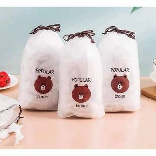 SET 100 MÀNG BỌC THỰC PHẨM CÓ CHUN CO GIÃN KÈM TÚI GẤU TIỆN DỤNG CTB135 - BECHIP