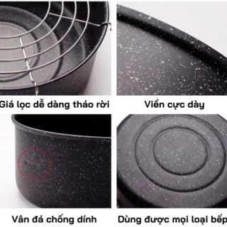 NỒI CHIÊN LỌC DẦU CHỐNG DÍNH VÂN ĐÁ NHẬT BẢN 20CM TẶNG KÈM VỈ RÁO DẦU CTB378 - BECHIP