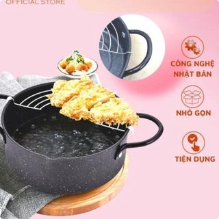 NỒI CHIÊN LỌC DẦU CHỐNG DÍNH VÂN ĐÁ NHẬT BẢN 20CM TẶNG KÈM VỈ RÁO DẦU CTB378 - BECHIP