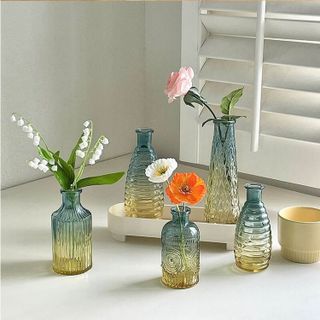 SET 5 BÌNH HOA THỦY TINH GRADIENT, BÌNH CẮM HOA DECOR, LỌ HOA THỦY TINH CTB254 - BECHIP