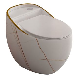 Bồn cầu trứng màu trắng viền vàng cùng các màu khác