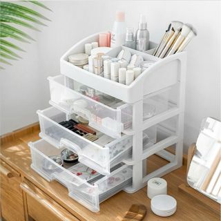TỦ ĐỰNG MỸ PHẨM, KỆ ĐỰNG MỸ PHẨM 4 TẦNG 3 NGĂN TRONG SUỐT BẰNG NHỰA CAO CẤP CTB480 - BECHIP