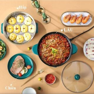 NỒI LẨU ĐIỆN ĐA NĂNG 28CM KÈM XỬNG HẤP TIỆN LỢI CTB117 - BECHIP