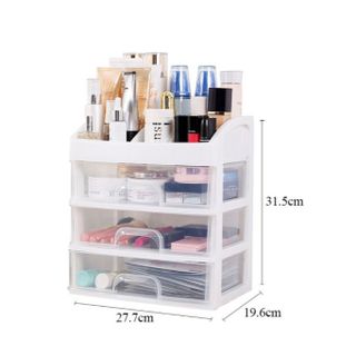 TỦ ĐỰNG MỸ PHẨM, KỆ ĐỰNG MỸ PHẨM 4 TẦNG 3 NGĂN TRONG SUỐT BẰNG NHỰA CAO CẤP CTB480 - BECHIP