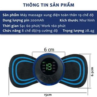 MÁY MASSAGE MINI HÌNH CÁNH BƯỚM, MÀN HÌNH LED, 8 CHẾ ĐỘ, 19 CƯỜNG ĐỘ CTB119 – BECHIP