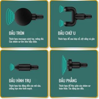 SÚNG MASSAGE, MÁY MASSAGE CẦM TAY ĐA NĂNG TRỊ LIỆU 4 ĐẦU, 6 CHẾ ĐỘ CAO CẤP MASSAGE GUN CTB246 - BECHIP