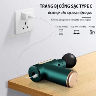 SÚNG MASSAGE, MÁY MASSAGE CẦM TAY ĐA NĂNG TRỊ LIỆU 4 ĐẦU, 6 CHẾ ĐỘ CAO CẤP MASSAGE GUN CTB246 - BECHIP