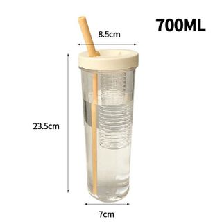 BÌNH NƯỚC DETOX TRONG SUỐT 700ML CÓ NGĂN CHỨA HOA QUẢ VÀ ỐNG HÚT TIỆN LỢI CTB114 - BECHIP