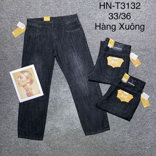 Quần jean nam xanh form rộng ống suông thời trang