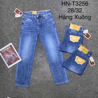 Quần jean nam xanh form rộng ống suông thời trang