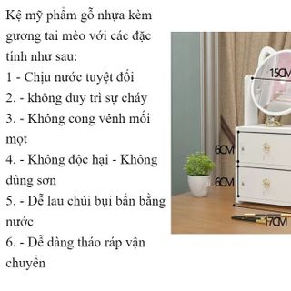 Kệ Đựng Mỹ Phẩm 2 Tầng Mini Gương Tai Mèo Xinh Xắn Đựng Nước Hoa, Son Phấn, Đựng Đồ Trang Điểm Thông Minh