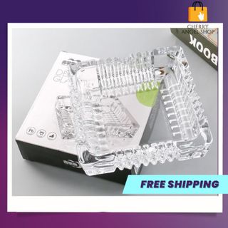 Gạt tàn vuông thủy tinh cao cấp DELI GLASSWARE, mẫu đẹp/ có sỉ