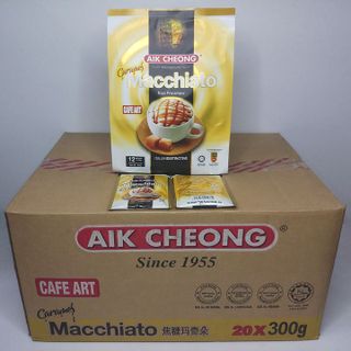 Thùng cà phê sữa Caramel Macchiato 20 bịch 300g (12 gói x 25g) Aik Cheong giá sỉ