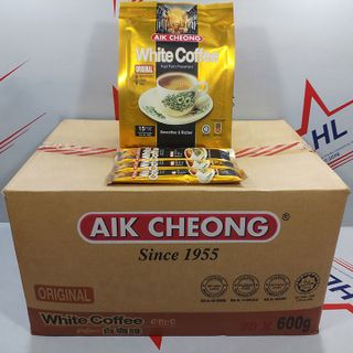 Thùng Cà phê trắng vị Truyền Thống (Original) Aik Cheong 20 bịch 600g (15 gói dài x 40g) giá sỉ
