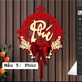 Phụ kiện treo trang trí cửa nhà, dây treo chữ may mắn màu đỏ decor năm mới  2024