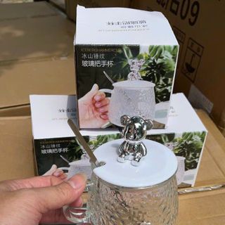 [HÀNG LOẠI 1] Cốc Thủy Tinh Nắp Gấu Bằng Nhựa (500ML), Ly Thủy Tinh Chịu Nhiệt Lên Đến 150 độ
