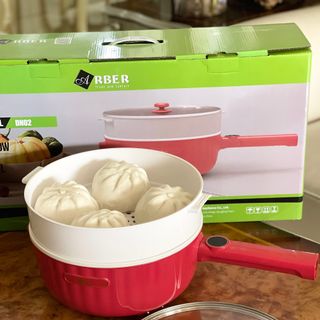 Nồi điện đa năng Arber ND02 4lit mầu đỏ trắng hàng chính hãng