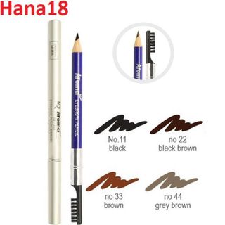 Chì Vẽ Mày Aroma Black Brown Eyebrow Pencil 2 đầu