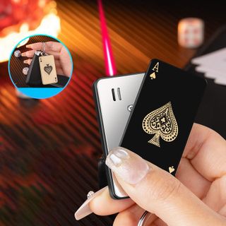 BẬT LỬA KHÈ - MÓC KHÓA HÌNH LÁ BÀI KIM LOẠI - XÀI GAS