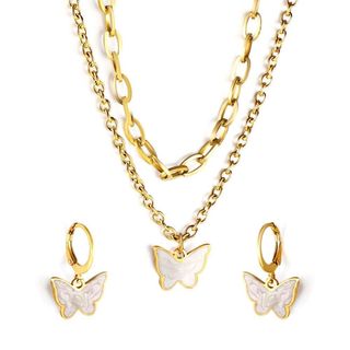 SET DÂY CHUYỀN + BÔNG TAI BƯƠM BƯỚM NT04